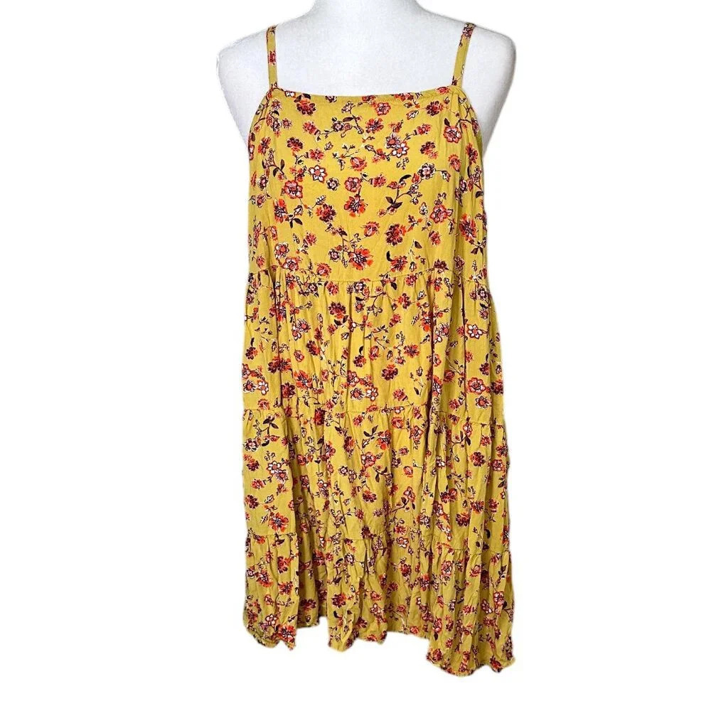 Yellow Floral Spaghetti-Strap Sundress